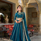 Lorenvalley Rama Vichitra Silk Sequins and Thread Embroidery Work Lehenga Choli | Swadesiicart