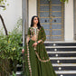 Lorenvalley Mehendi Georgette Plain Lehenga with Sequins and Thread Embroidery Work Choli Dupatta | Swadesiicart