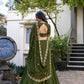 Lorenvalley Mehendi Georgette Plain Lehenga with Sequins and Thread Embroidery Work Choli Dupatta | Swadesiicart
