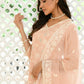 Vaasva Women Peach Linen Embroidered Solid Kurta Set With Solid Pants & Chiffon Embroidered Dupatta | Swadesiicart