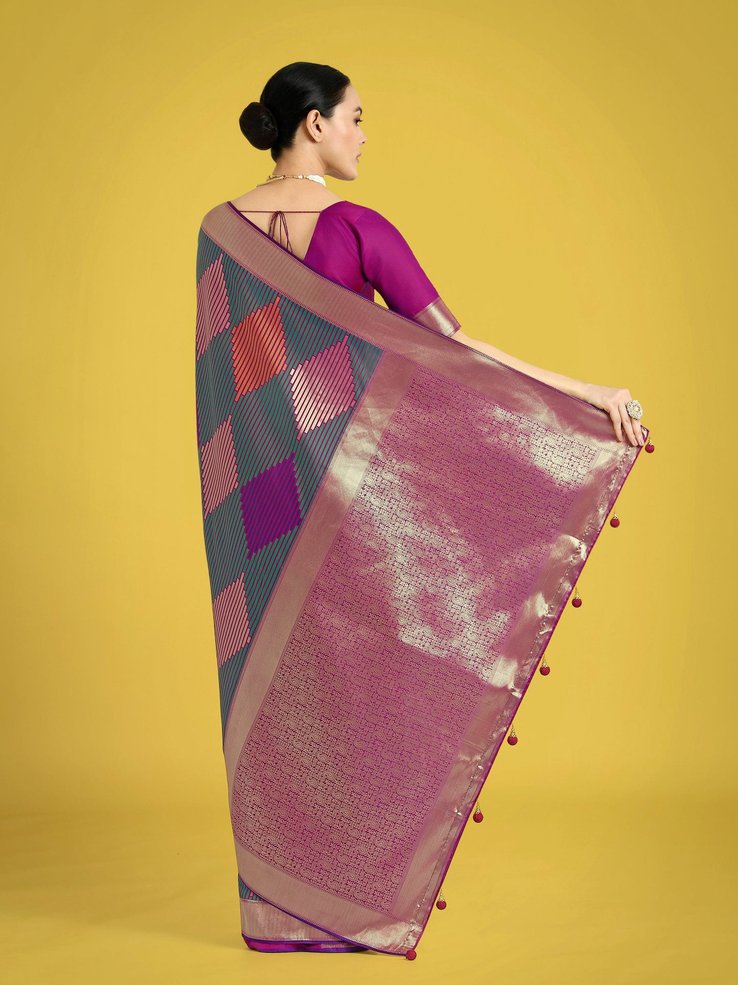 Monjolika Fashion Multi Colour Banarasi Silk Zari Weaving Classic Saree | Swadesiicart