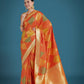 Monjolika Fashion Orange Colour Banarasi Silk Zari Weaving Classic Saree | Swadesiicart
