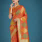 Monjolika Fashion Orange Colour Banarasi Silk Zari Weaving Classic Saree | Swadesiicart