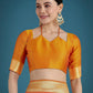 Monjolika Fashion Orange Colour Banarasi Silk Zari Weaving Classic Saree | Swadesiicart