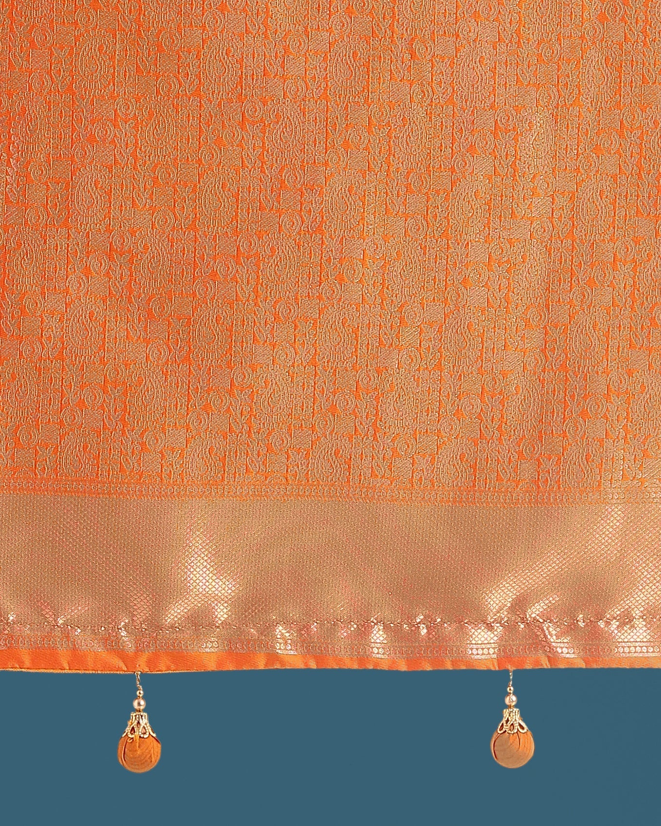 Monjolika Fashion Orange Colour Banarasi Silk Zari Weaving Classic Saree | Swadesiicart