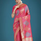 Monjolika Fashion Light Pink Colour Banarasi Silk Zari Weaving Classic Saree | Swadesiicart