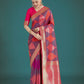Monjolika Fashion Pink Colour Banarasi Satin Silk Zari Weaving Classic Saree | Swadesiicart