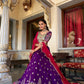 Lorenvalley Purple Vichitra Silk Sequins and Thread Embroidery Work Lehenga Choli with Dupatta | Swadesiicart