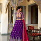 Lorenvalley Purple Vichitra Silk Sequins and Thread Embroidery Work Lehenga Choli with Dupatta | Swadesiicart