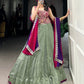 Lorenvalley Seagreen Vichitra Silk Plain With Sequins and Thread Embroidery Work Belt Lehenga Choli | Swadesiicart