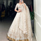 Lorenvalley Off White Silver Glosy Fabric with Sequins and Embroidery with Foil Work Lehenga Choli | Swadesiicart