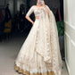 Lorenvalley Off White Silver Glosy Fabric with Sequins and Embroidery with Foil Work Lehenga Choli | Swadesiicart