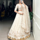 Lorenvalley Off White Silver Glosy Fabric with Sequins and Embroidery with Foil Work Lehenga Choli | Swadesiicart
