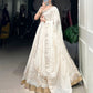 Lorenvalley Off White Silver Glosy Fabric with Sequins and Embroidery with Foil Work Lehenga Choli | Swadesiicart
