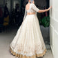 Lorenvalley Off White Silver Glosy Fabric with Sequins and Embroidery with Foil Work Lehenga Choli | Swadesiicart