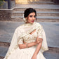 Lorenvalley Offwhite Silver Glosy Fabric Sequins and Embroidery with Foil Work Lehenga Choli with Dupatta | Swadesiicart