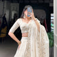 Lorenvalley Off White Silver Glosy Fabric with Sequins and Embroidery with Foil Work Lehenga Choli | Swadesiicart