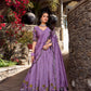 Lorenvalley Lavender Vichitra Shimmer Sequins and Thread Embroidery Work Lehenga Choli | Swadesiicart