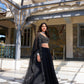 Lorenvalley Black Star Satin Plain Lehenga with Pearl Coding And Sequins Embroidery Work Choli and Dupatta | Swadesiicart