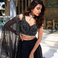 Lorenvalley Black Star Satin Plain Lehenga with Pearl Coding And Sequins Embroidery Work Choli and Dupatta | Swadesiicart