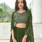 Anaita Mehendi Georgette Stitched Lehenga Choli With Sequence & Thread Work