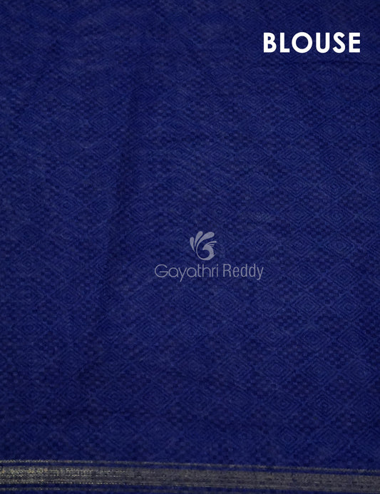 Light Orange And Ink Blue Colour Printed Semi Chanderi Saree By Gayathri Reddy Designer Studio | Swadesiicart