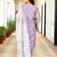 Vaasva Women Lavender Tissue Linen Embroidered Solid Kurta Set With Solid Pants & Printed Dupatta | Swadesiicart