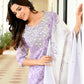 Vaasva Women Lavender Tissue Linen Embroidered Solid Kurta Set With Solid Pants & Printed Dupatta | Swadesiicart