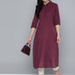 HERE&NOW Women Burgundy Cotton Solid Pathani Kurta - Swadesiicart