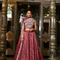 Lorenvalley Rust Gold Crush Fabric Plain Lehenga with Sequins and Thread Embroidery with Jarkan Diamond Work Choli and Dupatta | Swadesiicart