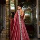 Lorenvalley Rust Gold Crush Fabric Plain Lehenga with Sequins and Thread Embroidery with Jarkan Diamond Work Choli and Dupatta | Swadesiicart