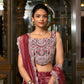 Lorenvalley Rust Gold Crush Fabric Plain Lehenga with Sequins and Thread Embroidery with Jarkan Diamond Work Choli and Dupatta | Swadesiicart