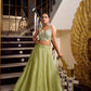 Lorenvalley Parrot Green Gold Crush Fabric Plain Lehenga with Sequins and Thread Embroidery with Jarkan Diamond Work Choli and Dupatta | Swadesiicart