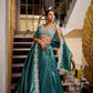 Lorenvalley Teal Gold Crush Fabric Plain Lehenga with Sequins and Thread Embroidery with Jarkan Diamond Work Choli and Dupatta | Swadesiicart
