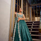 Lorenvalley Teal Gold Crush Fabric Plain Lehenga with Sequins and Thread Embroidery with Jarkan Diamond Work Choli and Dupatta | Swadesiicart