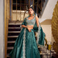 Lorenvalley Teal Gold Crush Fabric Plain Lehenga with Sequins and Thread Embroidery with Jarkan Diamond Work Choli and Dupatta | Swadesiicart