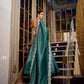 Lorenvalley Teal Gold Crush Fabric Plain Lehenga with Sequins and Thread Embroidery with Jarkan Diamond Work Choli and Dupatta | Swadesiicart