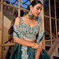 Lorenvalley Teal Gold Crush Fabric Plain Lehenga with Sequins and Thread Embroidery with Jarkan Diamond Work Choli and Dupatta | Swadesiicart