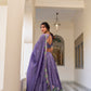 Lorenvalley Lavender Gold Crush Fabric with Sequins and Thread Embroidery Work Lehenga Choli | Swadesiicart
