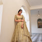Lorenvalley Cream Gold Crush Fabric with Sequins and Thread Embroidery Work Lehenga Choli | Swadesiicart