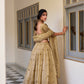Lorenvalley Cream Gold Crush Fabric with Sequins and Thread Embroidery Work Lehenga Choli | Swadesiicart
