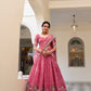 Lorenvalley Pink Gold Crush Fabric with Sequins and Thread Embroidery Work Lehenga Choli | Swadesiicart