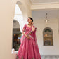 Lorenvalley Pink Gold Crush Fabric with Sequins and Thread Embroidery Work Lehenga Choli | Swadesiicart