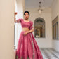 Lorenvalley Pink Gold Crush Fabric with Sequins and Thread Embroidery Work Lehenga Choli | Swadesiicart