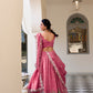 Lorenvalley Pink Gold Crush Fabric with Sequins and Thread Embroidery Work Lehenga Choli | Swadesiicart