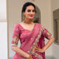 Lorenvalley Pink Gold Crush Fabric with Sequins and Thread Embroidery Work Lehenga Choli | Swadesiicart