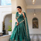 Lorenvalley Teal Gold Crush Fabric with Sequins and Thread Embroidery Work Lehenga Choli | Swadesiicart