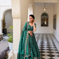 Lorenvalley Teal Gold Crush Fabric with Sequins and Thread Embroidery Work Lehenga Choli | Swadesiicart