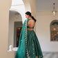 Lorenvalley Teal Gold Crush Fabric with Sequins and Thread Embroidery Work Lehenga Choli | Swadesiicart