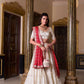 Lorenvalley Fashion Offwhite Vichitra Silk Sequins and Thread Embroidery Work Lehenga Choli with Dupatta | Swadesiicart
